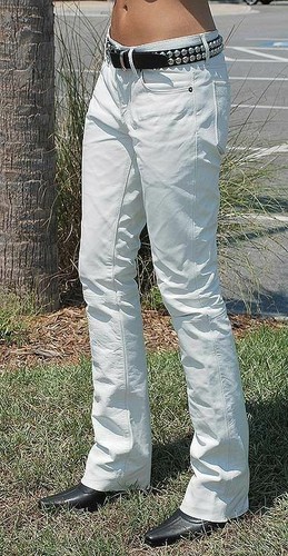 Homme cuir blanc pantalon - blanc,