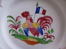 Assiette revolutionnaire strasbourg au coq portant le drapeau bleu blanc rouge