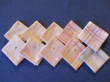 Mouchoir N°52 ancien coton couleur monogramme Lot de 10 dépareillés