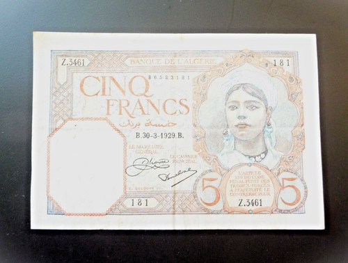 Algerie billet francs - 5,