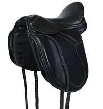 Selle de dressage 1146 en cuir plaque darçon interchangeable arçon polyflex noir
