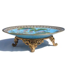 Ancien coupe japonaise en émaux cloisonnés / époque Meiji 1868 - 1912