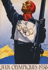 AFFICHE ANCIENNE LUDWIG HOLWEIN JEUX OLYMPIQUES D'HIVER 1936 - SKI POSTER