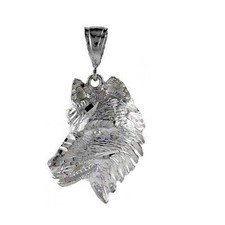 Pendentif tête loup - de, en