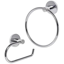 Porte Papier Toilette et Anneau Porte Serviette Lot de 2 Acier Inoxydable Por...