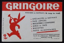 Carte postale publicitaire GRINGOIRE pithiviers biscotte pain d'épice lapin