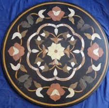 24 " Rond Marbre Table Top Pietra Dura Incrustation Travail Maison Pièce Décor
