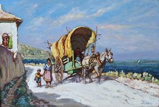 HURARD Joseph (1887-1956)"Les bohémiens en Provence" Avignon Martigues Marseille