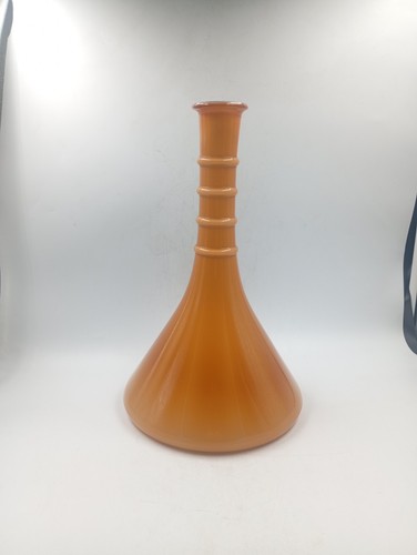 Vase opaline annelé - annelé, ocre