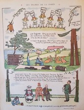 FORET LAPIN BUCHERON PARC DELAW HUMOUR 1913 PRINT LUMBERJACK RABBIT