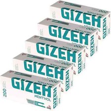 1000 TUBES Menthol GIZEH - Cigarettes avec Filtre - 5 X 200 ou 10 X 100 TUBES