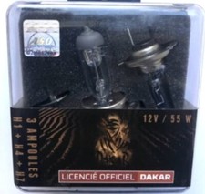 Coffret 3 ampoules de rechange PARIS DAKAR H1+H4+H7 voiture