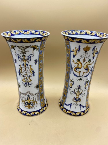 Gien paire vases cornet - ,