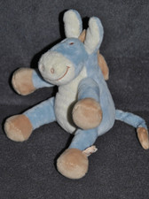 ?Doudou Ane NOUKIES NOUKIE'S NOUKY Paco Bleu Blanc Peluche 16 Cm Assis TTBE