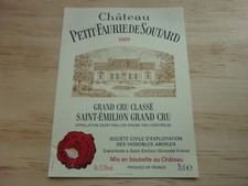 etiquette vin Chateau Petit Faurie Soutard 1989 Saint Emilion Grd cru wine label