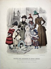 Gravure ancienne - Modes de Paris - XIXème - 27 x 37,5 cm TBE