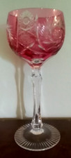 1 ANCIEN VERRE A VIN DU RHIN CRISTAL DOUBLE   Rose-Framboise ht 19,5 cm