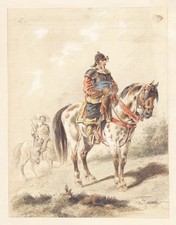 Soldat Cheval Aquarelle Dessin