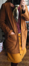 Veste longue ESPRIT  38 en cuir daim caramel souple