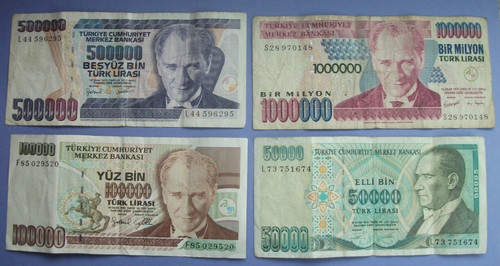 Lot billets turquie 50000 - 4, de