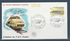 enveloppe 1er jour   train   TGV  postal  69  Lyon    1984