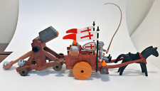 PLAYMOBIL chevaliers templiers. 1 chevalier avec catapulte, charrette et cheval