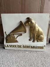 Rare Gramophone ancien plâtre La Voix De Son Maître A Relief
