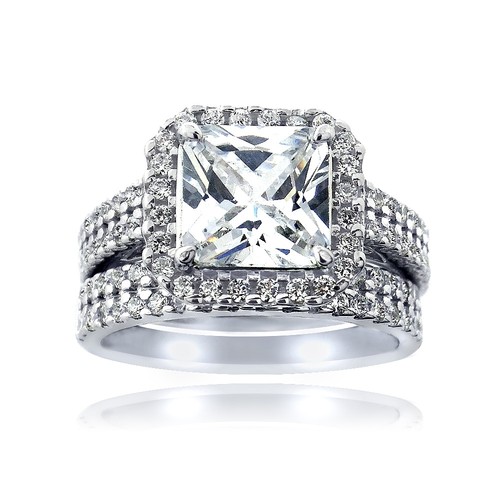 925 argent zircone carré - argent,