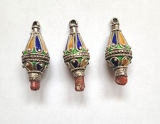 Lot de 3 pendentifs kabyle en argent et perle de corail