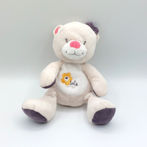 Peluche doudou ours - lola, blanc