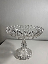 Superbe ancienne grande coupe sur pied en verre à décor de fleurs