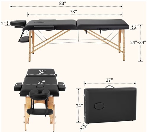 Black massage table - massage, table-