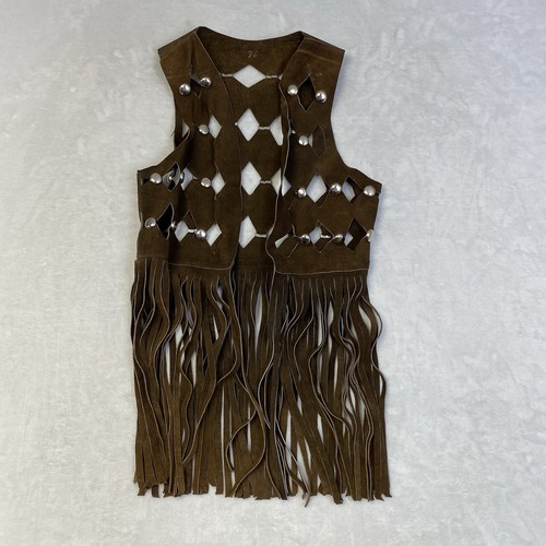 Vtg 70s suede fringe vest - suede,