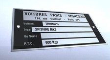 Plaque constructeur TRIUMPH SPITFIRE MK3