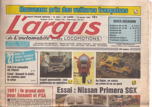 Argus 3231 nissan primera - n°3231,