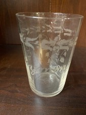 VERRE EMAILLE DECOR BRINS DE MUGUET ET PRENOM RAYMONDE GRAVE ET CALLIGRAPHIE