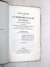 LIVRE ANCIEN RÔLE OXYGÈNE RESPIRATION ANIMAUX 1851