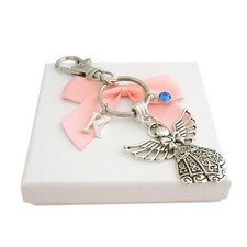 Ange Porte Clé, Breloque Sac Avec Pierre de Naissance Et Lettre en Boîte Cadeau