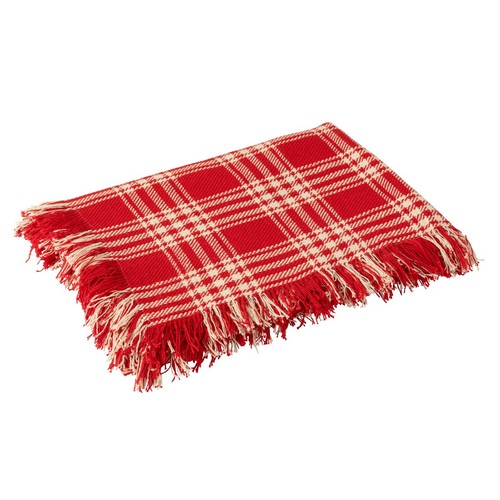 Plaid carreaux franges - plaid,