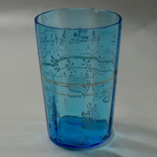 ANCIEN VERRE DE CURE EMAILLE COLORE BLEU COLLECTION CURISTE XIXe SIECLE