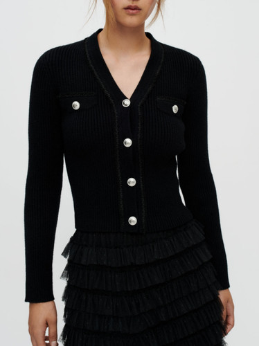 Maje women black ribbed knit - black,