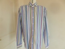 SUPERBE CHEMISE HOMME " EDEN PARK " POPELINE COTON RAYURE TAILLE SLIM M VOIR L