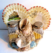 encrier ancien Art Déco fait de coquillages et 2 verrines: La Baule les Pins