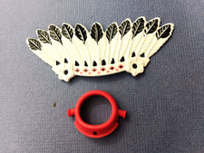 PLAYMOBIL Western -* Coiffe sachem indien plumes noires,  serre-tête rouge