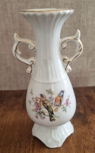 Vase sur pied décor - pied, oiseaux