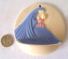 ANCIEN BÉNITIER EN FAÏENCE VIERGE À L'ENFANT VERS 1950/60 (1)
