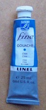 Tube de peinture - Gouache fine Linel - Tempera -Lefranc & Bourgeois - Bleu Cyan