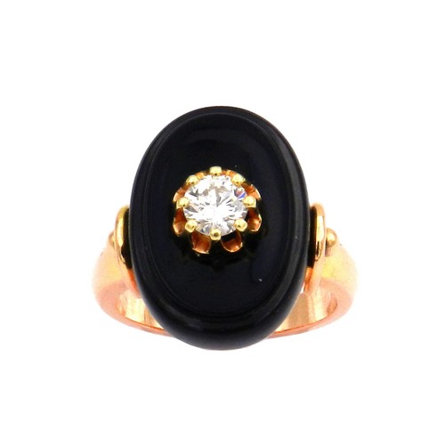 Bague art déco - onyx, ct