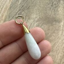 ancien Pendentif En or Jaune 14k 585 Art Nouveau Art Deco Jade Blanc Asie Chine