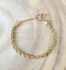 Bracelet torsadé acier inoxydable plaqué or cadeau homme femme 20cm + 3cm